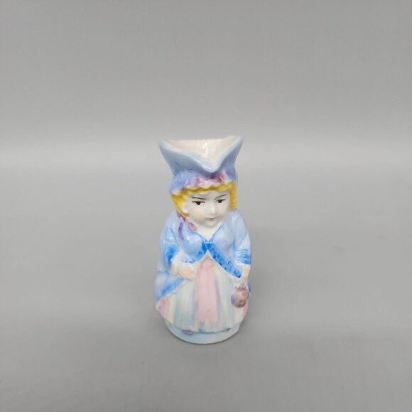 VINTAGE 1920's-30's TRICO NAGOYA JAPAN HAND PAINTED LADY HANDLE VASE 3" TALL - Picture 1 of 6